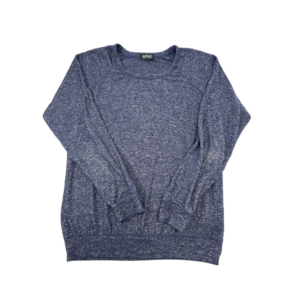 Buffalo David Bitton Blue‎ Marled Raglan Long Sleeve Sweatshirt Womens Small